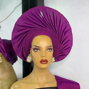 Aso Oke Auto Gele: Nigerian Headwrap - Ready to Wear
