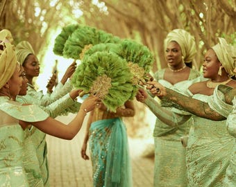 Feather Bridal Fan: African Wedding Hand Fan