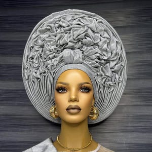 African Aso Oke Gele: Nigerian Wedding Headwrap - Ready to Wear