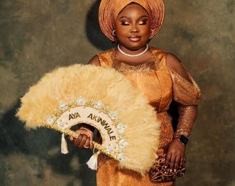 Feather Bridal Fan: African Wedding Hand Fan