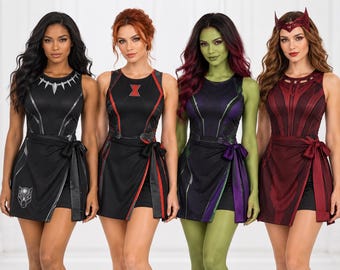 Superhero Group Matching Halloween Costume Dress, Avengers Outfit, Girl Power CostumeTennis Dress,  Personalized Halloween Cosplay Outfit