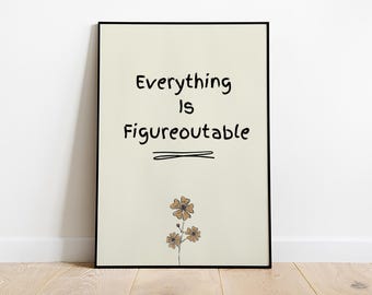Impressão Tudo é resolvível | Citação inspiradora | Arte de parede inspiradora | Pôster de mesa de escritório com afirmações positivas | Download digital