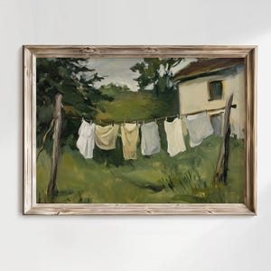 Laundry Room Art | Vintage Farmhouse Wall Decor | Antique Oil Painting | Antique Wall Art | Country Art Print | Downloadable PRINTABLE Art