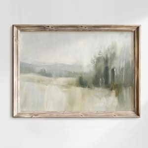 Green Abstract Landscape Printable | Minimal Rustic Oil Painting | Earthy Neutral Wall Art | Moody Farmhouse Summer Farmhouse Decor Download