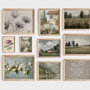 Light Naturals Gallery Wall Set | Neutral Vintage Aesthetic Prints | Cottagecore Digital Download | Set of 10 Printable Wall Art
