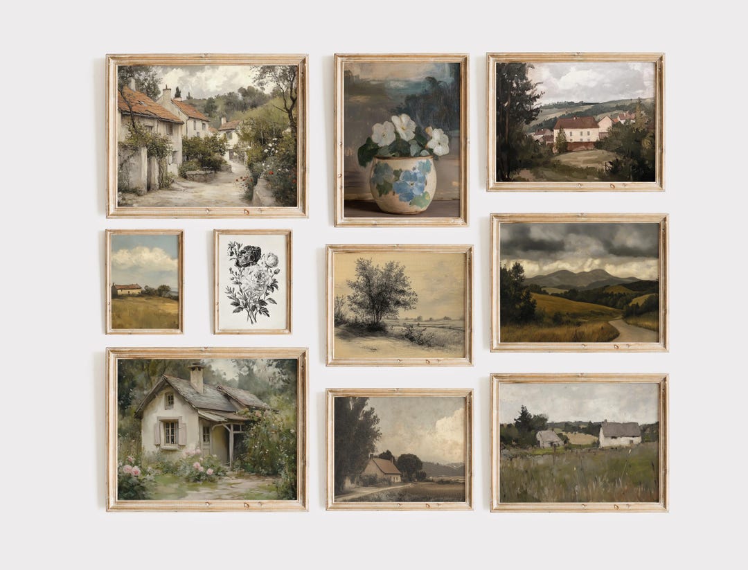 French Country Gallery Wall Art Set of 10 | Vintage Farmhouse Printable ...