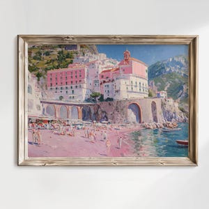 Amalfi Coast Print | Vintage Seaside Summer Landscape (Digital Download)