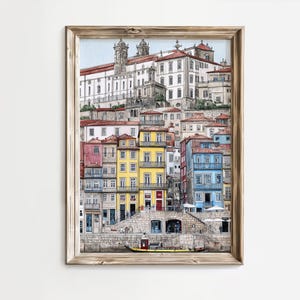 Porto Portugal Watercolour Print | Porto Cityscape Wall Art | European Travel Poster | Printable Portugal Art | Porto Painting Download
