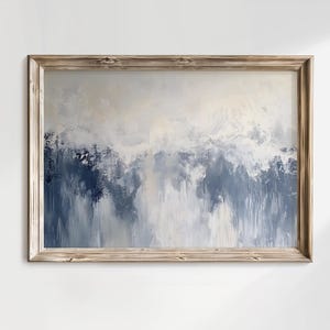 Arte de pared imprimible abstracto en azul, beige y blanco / Arte de pared geométrico / Decoración neutra minimalista moderna / Impresión digital descargable