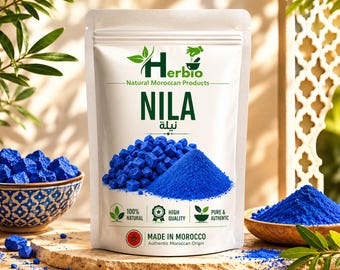 Marokański Blue Nila نيلة صحراوية | Premium naturalny proszek i kamienie indygo | Tradycyjny pigment kosmetyczny do samodzielnej pielęgnacji łaźni tureckiej