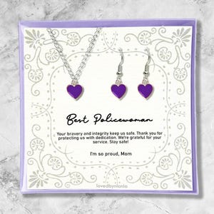 Cadeaux policiers personnalisés, cadeau de retraite policier, carte de remerciement police personnalisée, collier, boucles d'oreilles ou parure,
