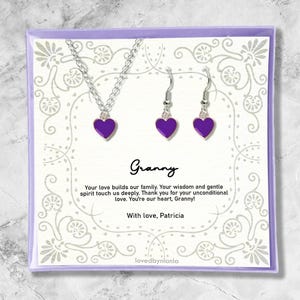 Personalized Birthday Gift for Granny from Granddaughter, Minimalist Necklace, Earrings or Set, Granny Jewelry Gift from Grandson