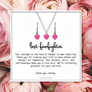 Best firefighter thank you necklace gift, silver jewelry, firefighter gift, dainty necklace, heart jewelry