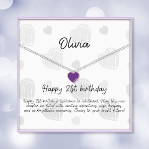 21st birthday gift for daughter, 21st birthday gift daughter, gift for her birthday,  heart necklace, personalized gifts