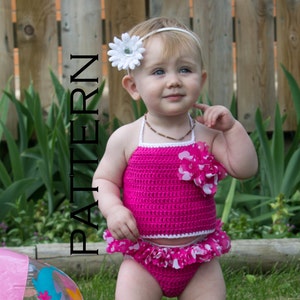 Baby Ruffle Swim Suit Crochet Pattern - PDF