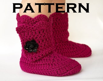 Toddler Scallop Edge Boot Crochet Pattern - PDF