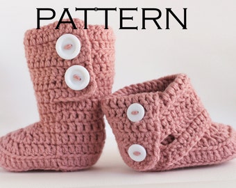 Tall Fold Over Baby Boot Crochet Pattern - PDF