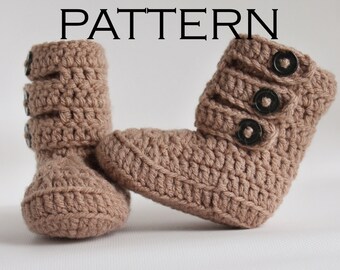 Three Strap Baby Boot Crochet Pattern - PDF