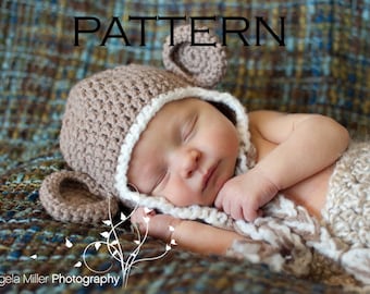 Baby Monkey Hat Crochet Pattern - PDF