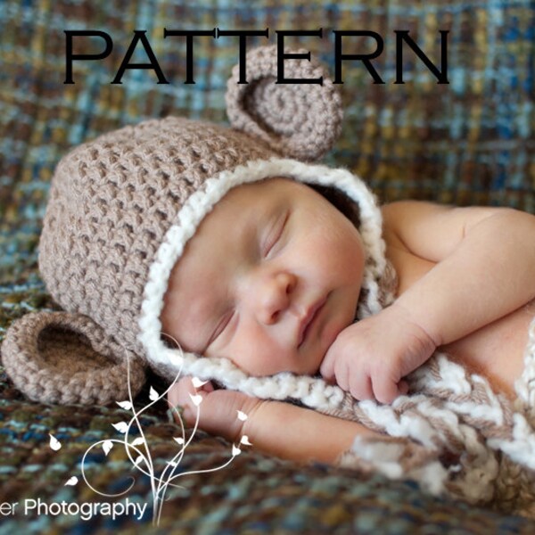 Baby Monkey Hat Crochet Pattern - PDF