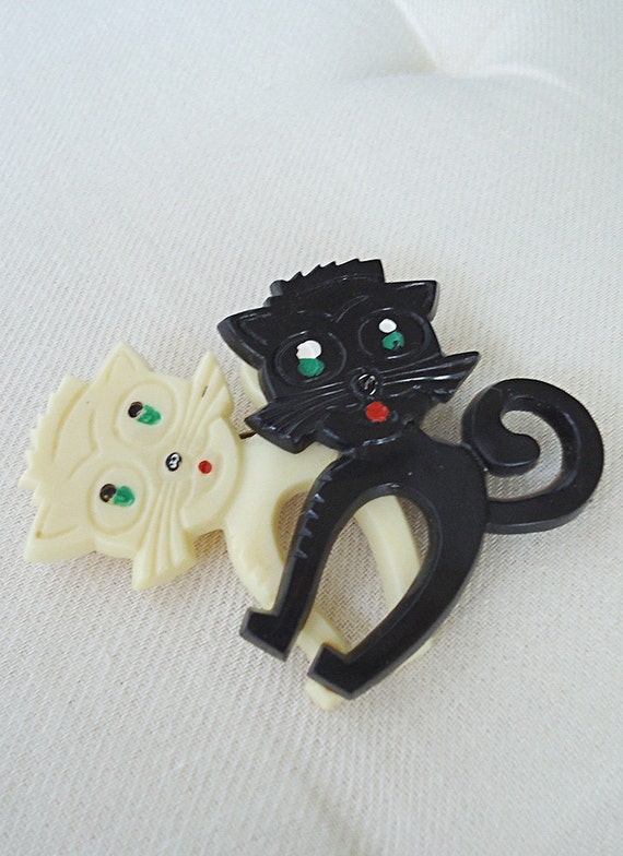 TWo CATs are BeTTeR than ONe 70s Rare Pin Black a… - image 4