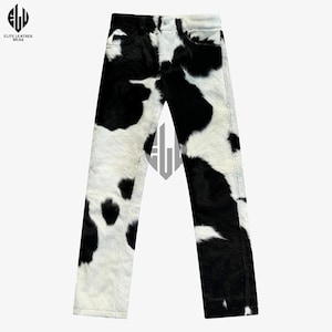 Cowhide Leather Pants Western Animal Print Pony Hair Bottoms