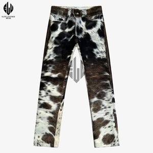Cowhide Leather Flare Pants Western Style Statement Piece