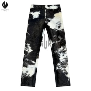 Cowhide Leather Pants Western Animal Print Ethically Sourced