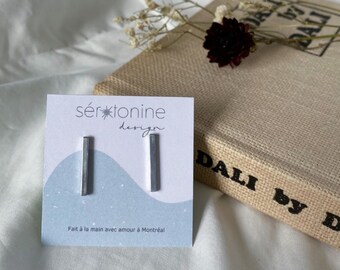 Earrings silver hammered bar, sterling silver, minimalist jewelry.