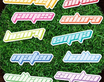 Personalized Racing Name Stickers: Waterproof Vinyl Label