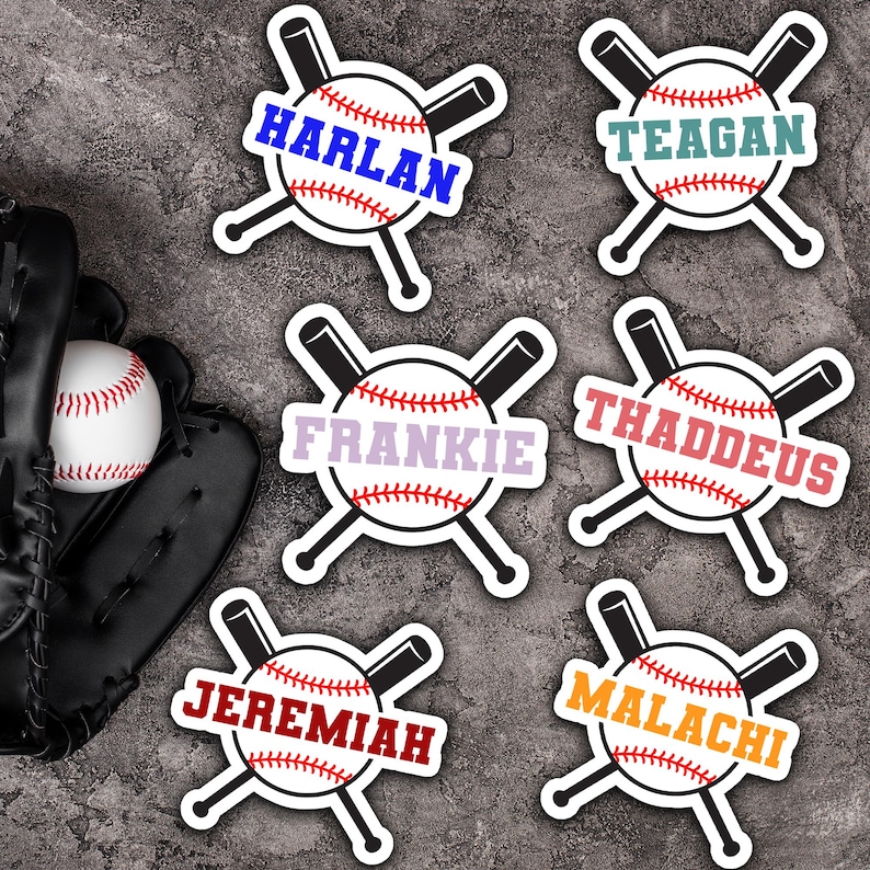 Custom Baseball Name Sticker: Waterproof Die-cut Vinyl Label - Etsy