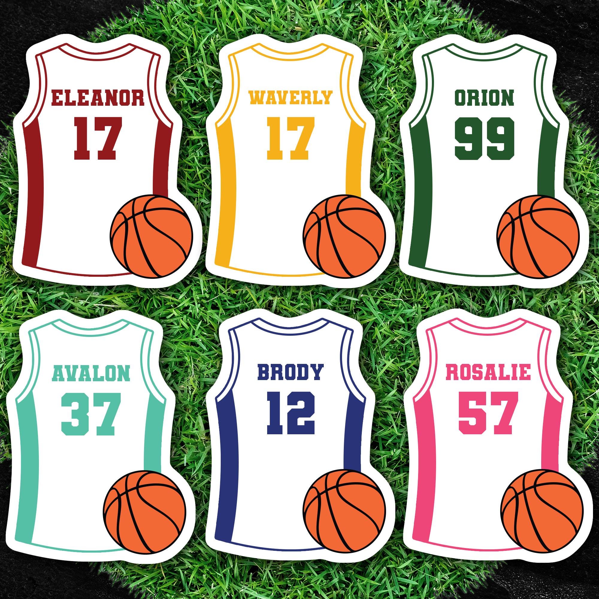 Custom Basketball Name and Number Sticker: Waterproof Die-cut Vinyl ...