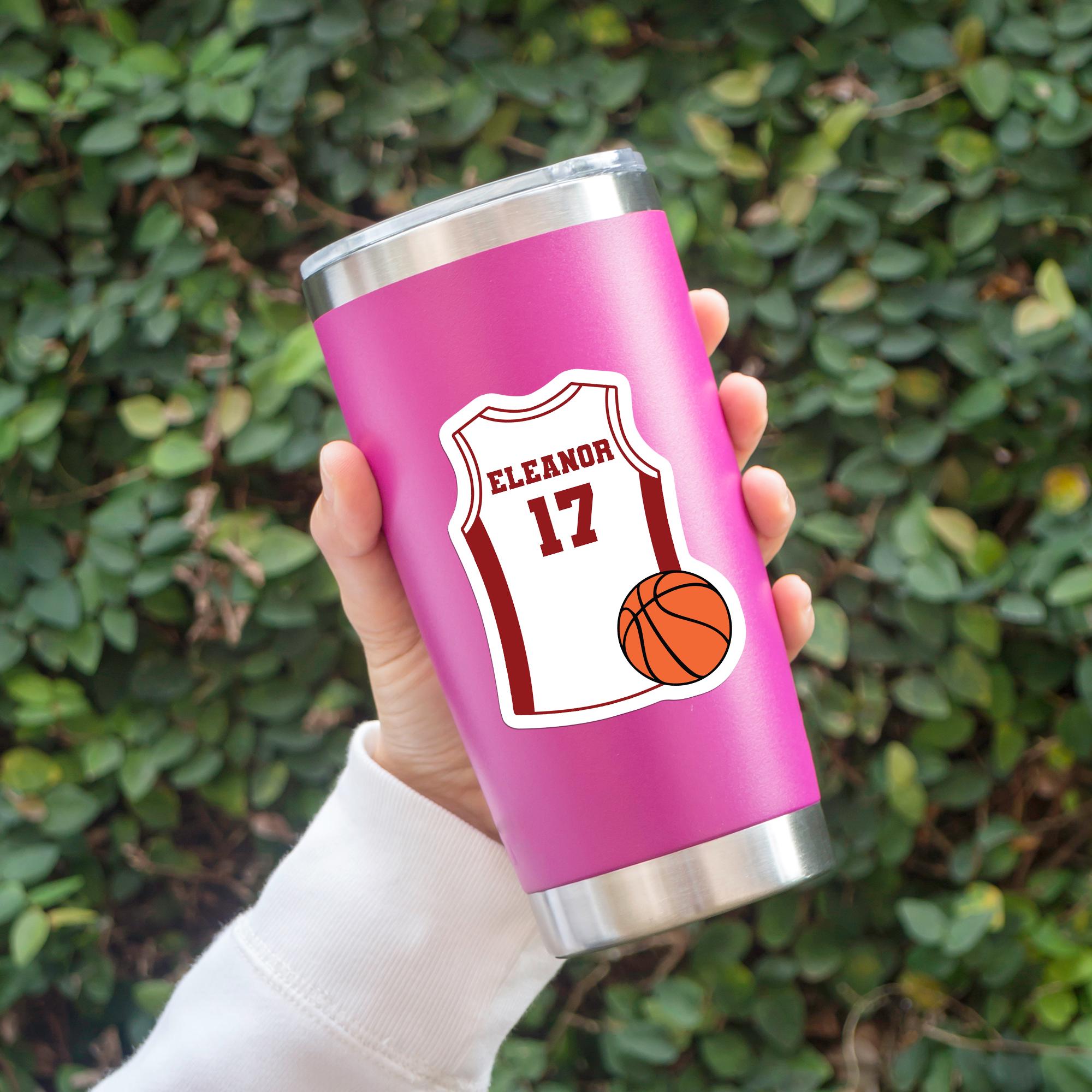 Custom Basketball Name and Number Sticker: Waterproof Die-cut Vinyl ...