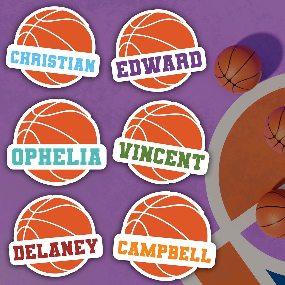 Custom Basketball Name Sticker: Waterproof Die-cut Vinyl Label - Etsy