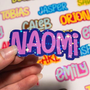 Custom Holographic Name Stickers: Waterproof Vinyl Decals | Laptop Sticker | Water Bottle Stickers