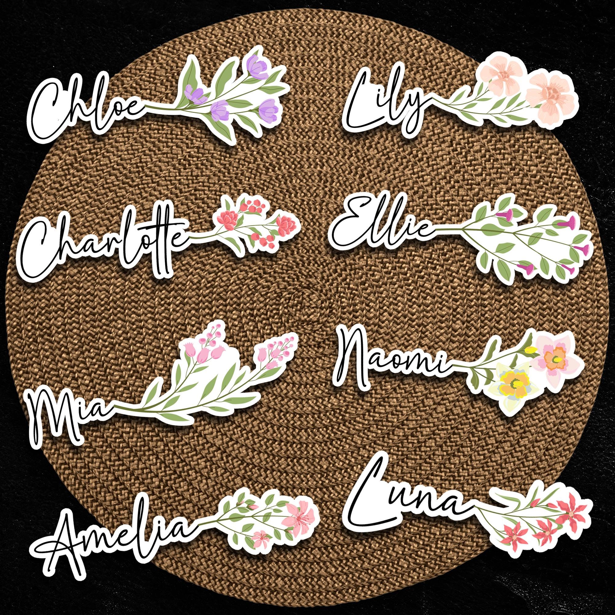 Custom Birth Month Flower Stickers: Personalized Name Waterproof Vinyl ...