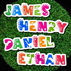 Personalized Dinosaur Name Sticker, Custom Dino Name Sticker, Water Bottle Name Sticker, Label School, Waterproof Die-Cut Vinyl Stickers
