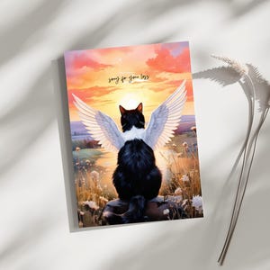 Beileidkarte – Haustier Verlust Karte mit Gedicht – Benutzerdefiniertes Katzen Motiv (Schwarz, Tabby, Weiß & Mehr)