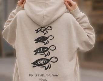 Turtles All The Way Down Hoodie, Science Philosophy Graphic Unisex Sweatshirt