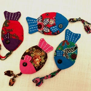 Handmade Fabric Key Holder | Patchwork Keychain | Textile Key Chain