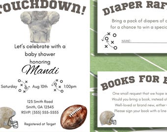 Football Baby Shower Invitation Template | Editable Template | Digital Download