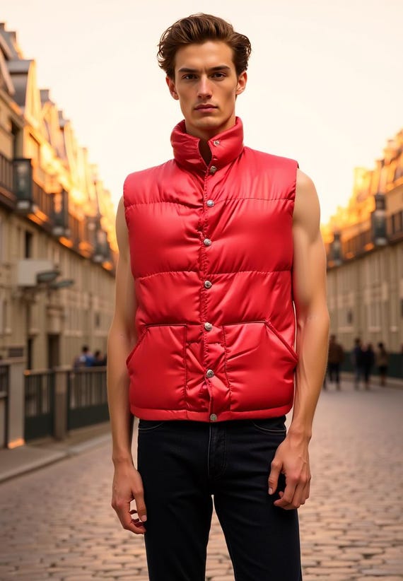 90s Vintage Quilted Waterproof Red Parachute Mens Puffer Vest - Etsy