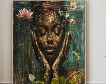 Found Peace -  Ai Art, Artwork Print, Digital Download Art, Modern Black Art, Digital Wall Art