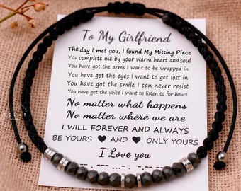 Bracciale codice Morse: messaggio "Ti amo", perline in ematite e acciaio inossidabile, braccialetto dell'amore per la fidanzata
