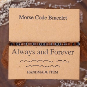 Personalized Morse Code Bracelet Custom Beaded Bracelet Always and Forever Message Band Anniversary Birthday Unisex Secret Message Bracelet