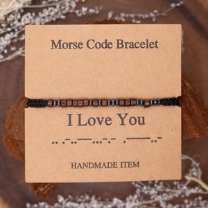 Personalized Morse Code Bracelet Adjustable Beaded Band Handmade Jewelry Secret Message I Love You Bracelet Minimalist Unisex Custom Design
