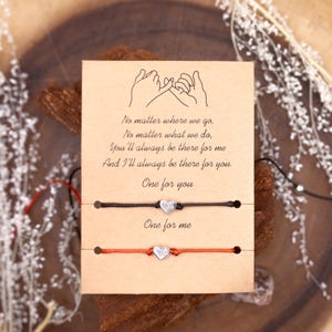 Matching Couple Bracelets Adjustable String Bracelets with Heart Charms Pinky Promise Bracelets for Couple Romantic Gift for Special Moments