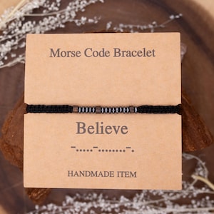Believe Morse Code Bracelet Handmade Secret Message Minimalist Bracelet Beaded Bracelet Inspirational Jewelry Gift for Her Him Friend Teen