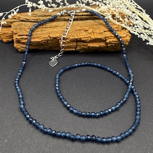 Deep Blue Agate Choker 2mm Tiny Beads Blue Gemstone Necklace Waterproof Crystal Jewelry Minimalist Layering Choker Unique Summer Women Gift