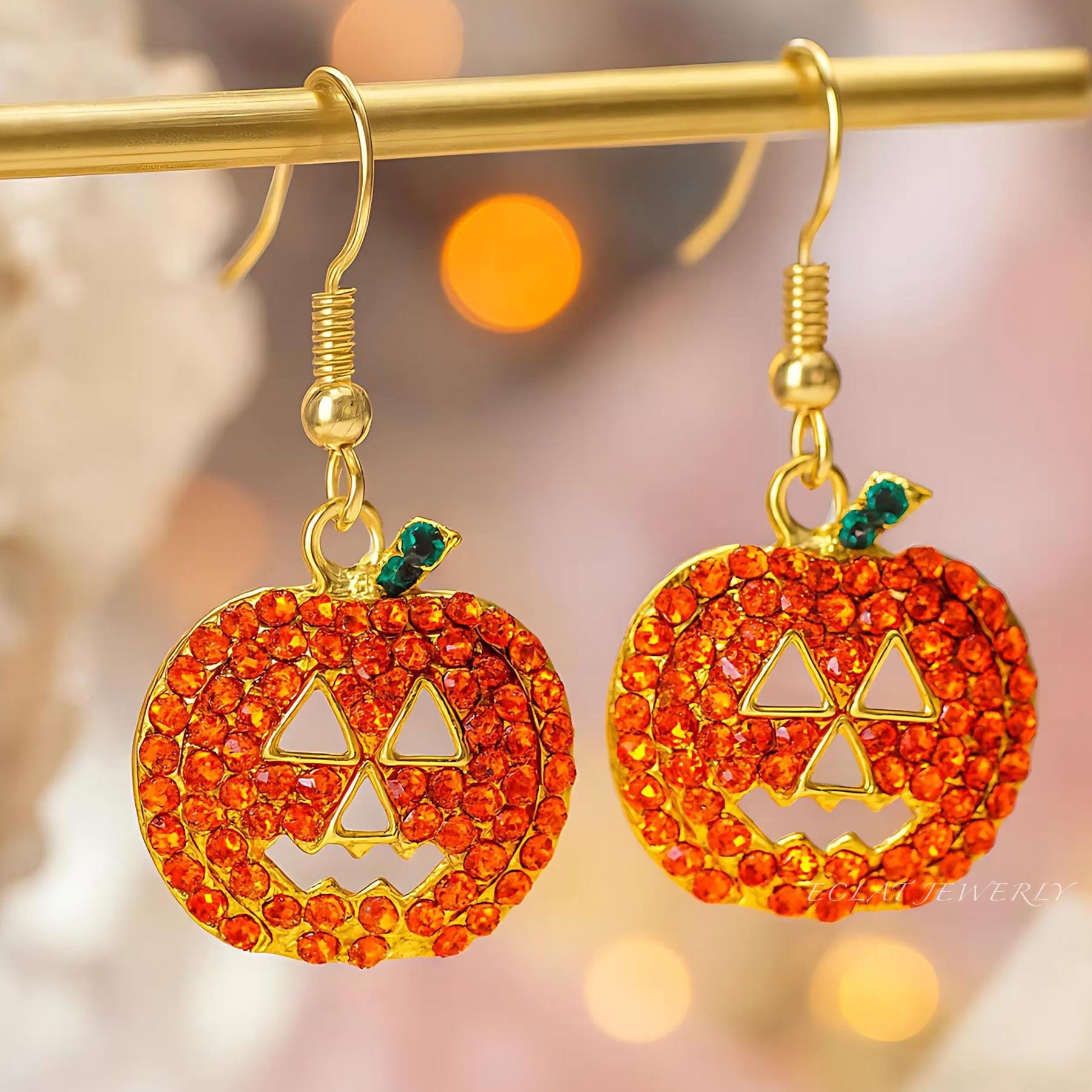 Spilla A Zucca Arancione Con Strass Tono Oro &ndash; Vintage Halloween, Accessorio Bijoux